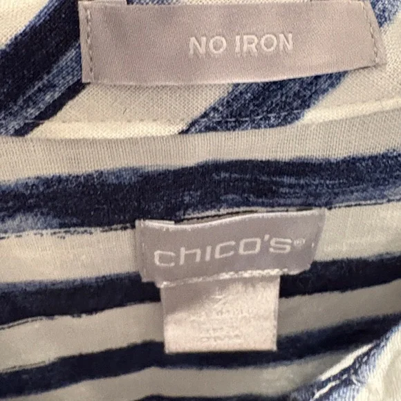 Chico's Navy and White Striped Shirt Tunic size 2 (12) - Picture 2 of 3